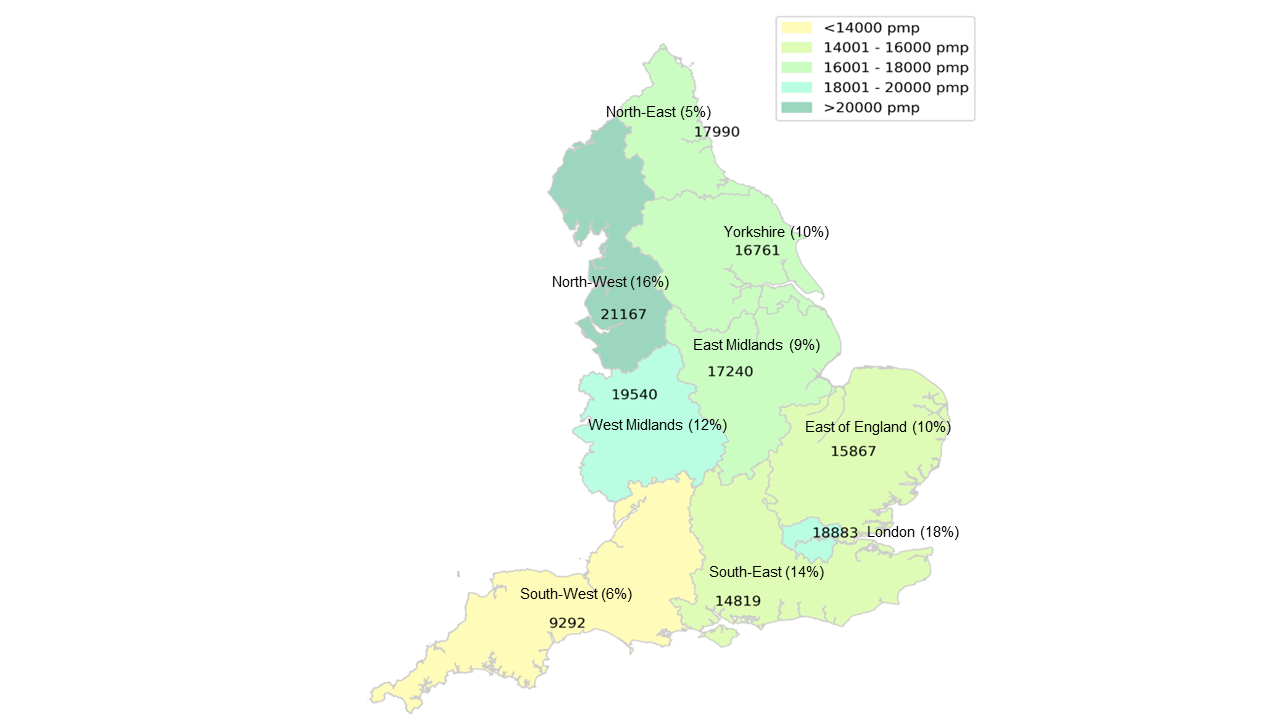 Regional variation of COVID-19 admissions