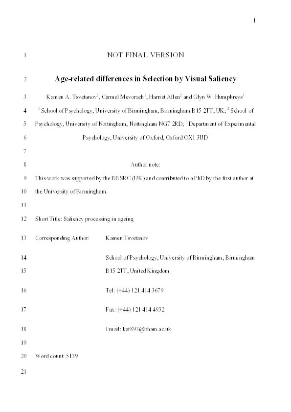 Age-related differences in selection by visual saliency Thumbnail