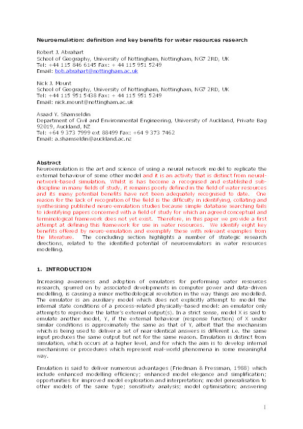 Neuroemulation: definition and key benefits for water resources research Thumbnail