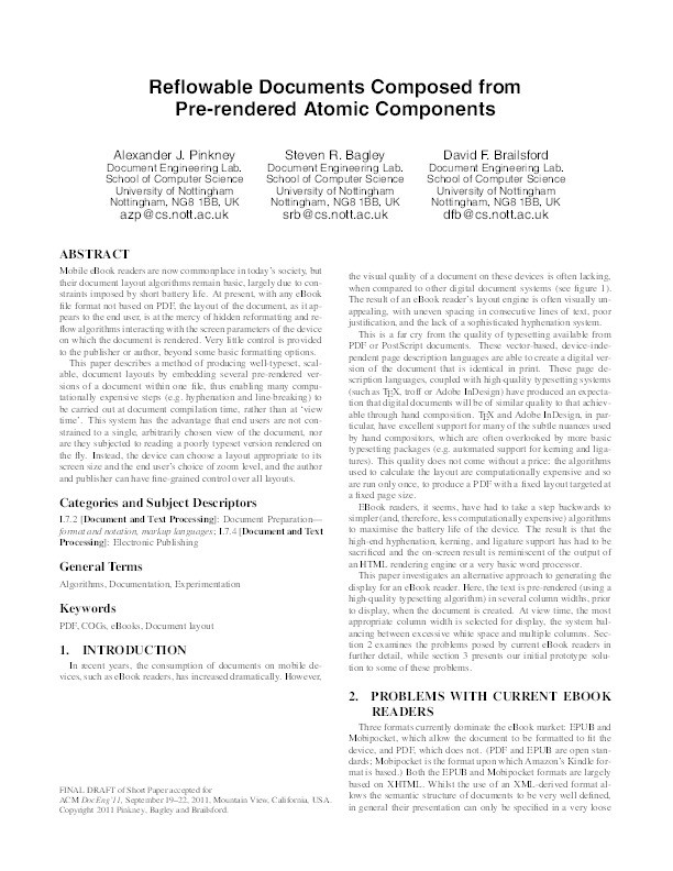 Reflowable documents composed from pre-rendered atomic components Thumbnail