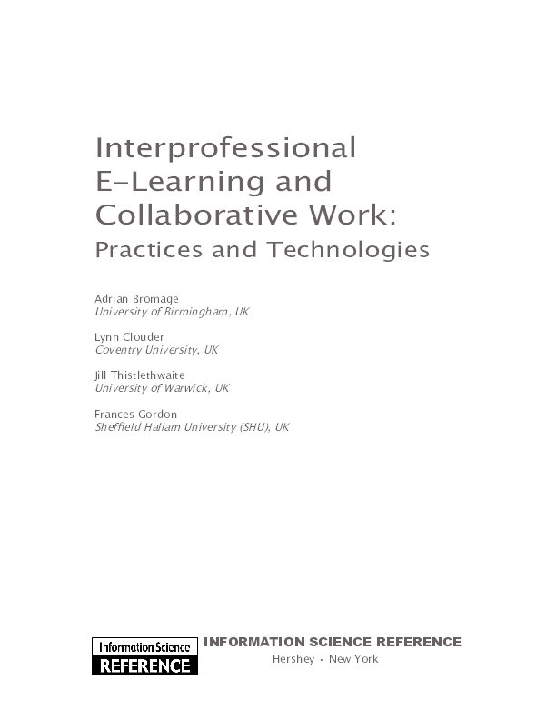 Case studies of creating reusable inter professional e-learning objects Thumbnail