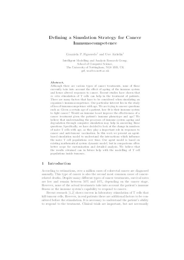 Defining a simulation strategy for cancer immunocompetence Thumbnail