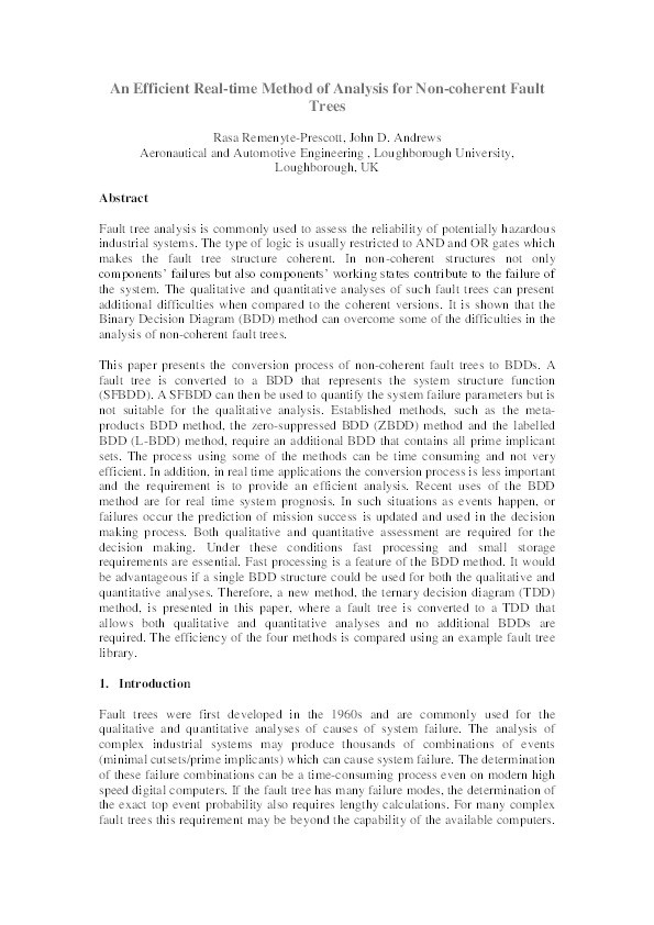 An efficient real-time method of analysis for non-coherent fault trees Thumbnail