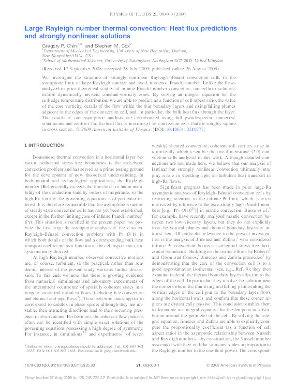 Large Rayleigh number thermal convection: heat flux predictions and strongly nonlinear solutions Thumbnail