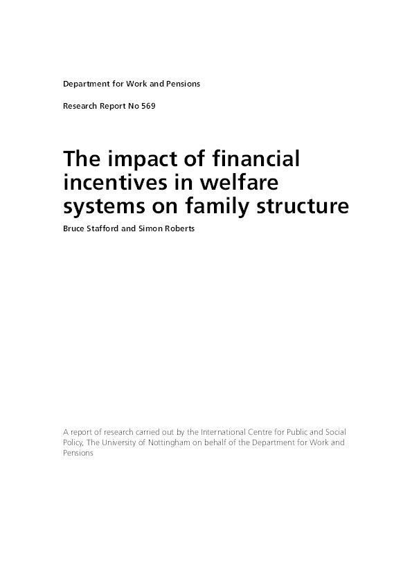 The impact of financial incentives in welfare systems on family structures Thumbnail