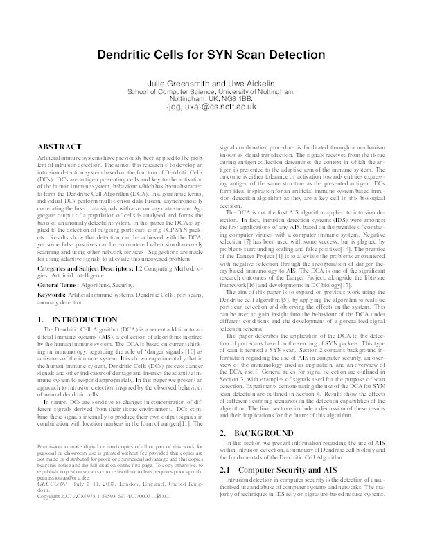 Dendritic Cells for SYN Scan Detection Thumbnail