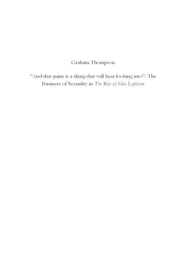 "And that paint is a thing that will bear looking into": the business of sexuality in the rise of Silas Lapham Thumbnail