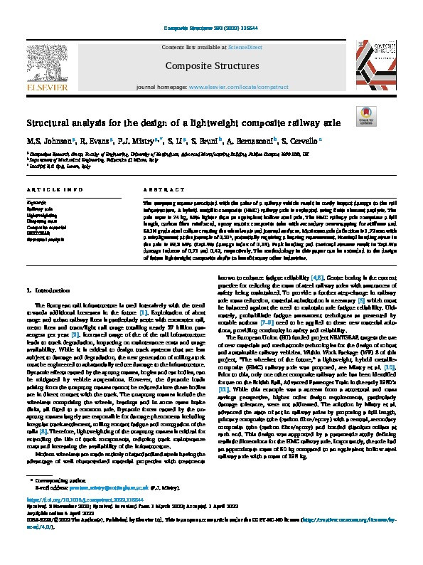 Structural analysis for the design of a lightweight composite railway axle Thumbnail