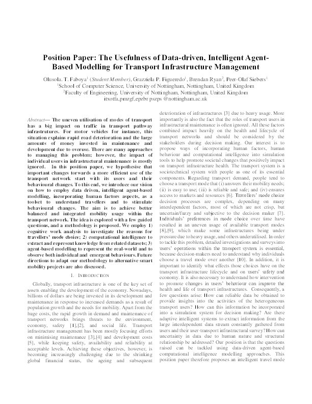 Position Paper: The Usefulness of Data-driven, Intelligent Agent-Based Modelling for Transport Infrastructure Management Thumbnail