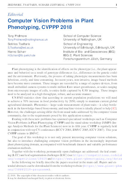 Computer vision problems in plant phenotyping, CVPPP 2018 Thumbnail