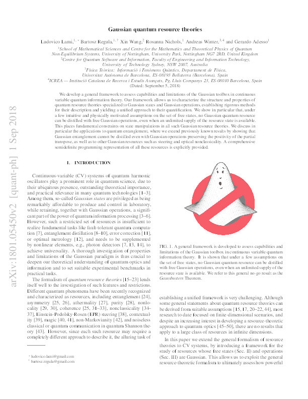 Gaussian quantum resource theories Thumbnail