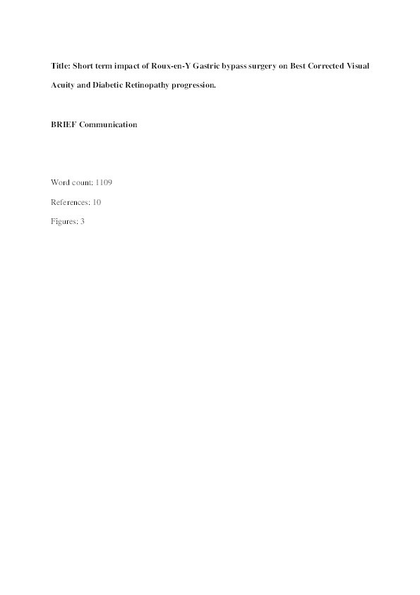 Short-Term Impact of Bariatric Surgery on Best-Corrected Distance Visual Acuity and Diabetic Retinopathy Progression Thumbnail