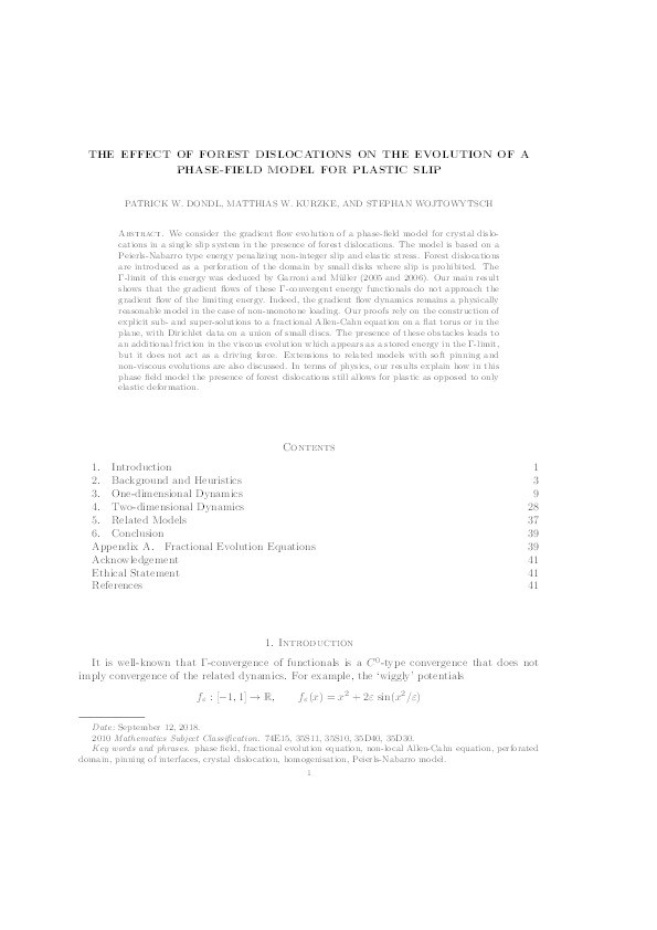 The effect of forest dislocations on the evolution of a phase-field model for plastic slip Thumbnail