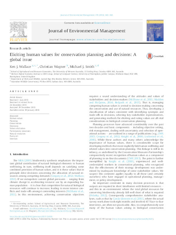 Eliciting human values for conservation planning and decisions: a global issue Thumbnail