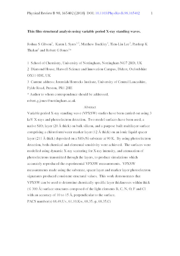 Thin film structural analysis using variable-period x-ray standing waves Thumbnail