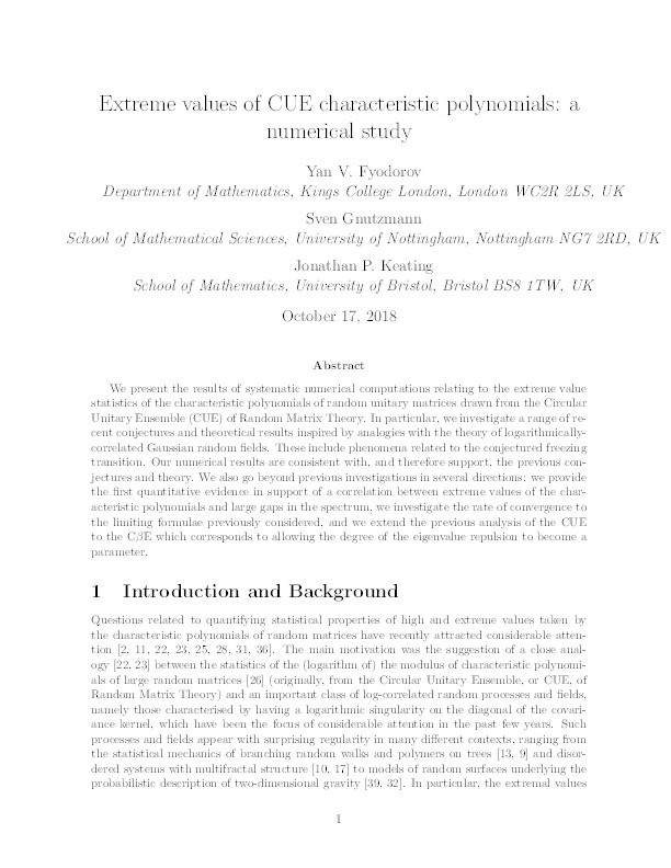 Extreme values of CUE characteristic polynomials: a numerical study Thumbnail