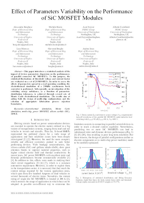 Effect of Parameters Variability on the Performance of SiC MOSFET Modules Thumbnail