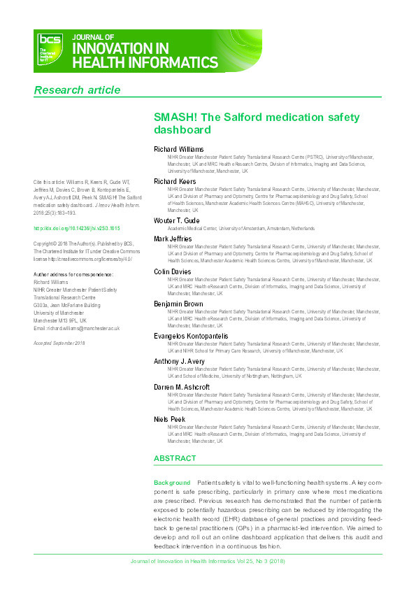 SMASH! The Salford medication safety dashboard Thumbnail