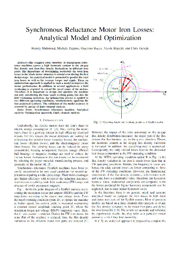 Synchronous Reluctance Motor Iron Losses: Analytical Model and Optimization Thumbnail