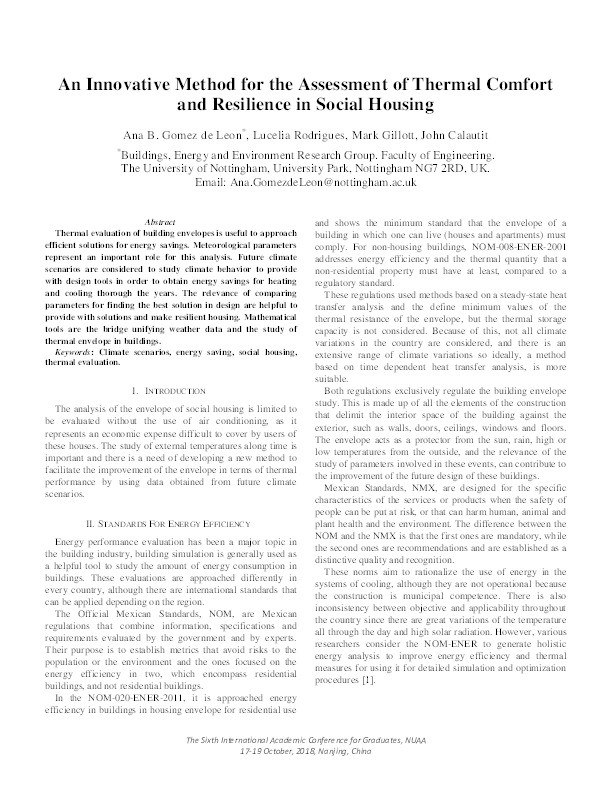 An innovative method for the assessment of thermal comfort and resilience in social housing Thumbnail