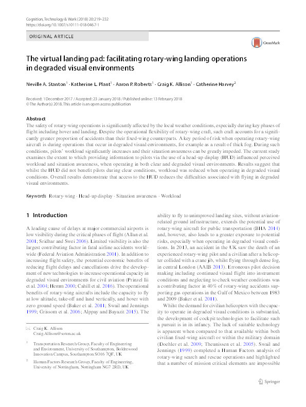 The virtual landing pad: facilitating rotary-wing landing operations in degraded visual environments Thumbnail