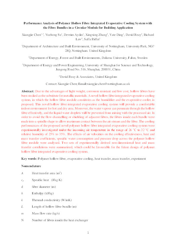 Experimental investigation of a polymer hollow fibre integrated liquid desiccant dehumidification system with aqueous potassium formate solution Thumbnail