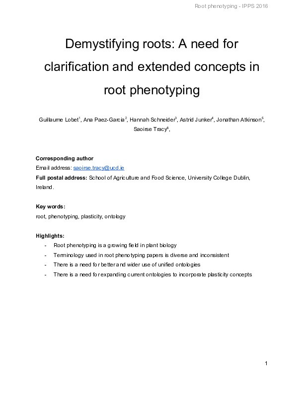 Demystifying roots:  a need for clarification and extended concepts in root phenotyping Thumbnail