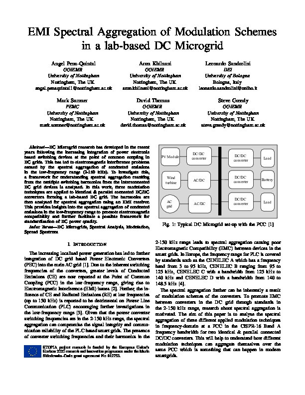 EMI Spectral Aggregation of Modulation Schemes in a lab-based DC Microgrid Thumbnail