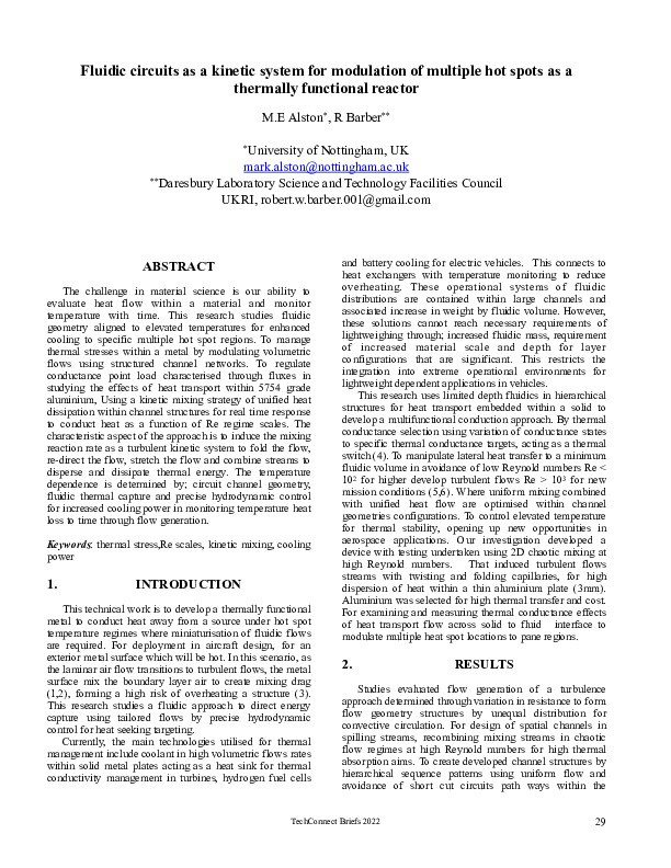 Fluidic circuits as a kinetic system for modulation of multiple hot spots as a thermally functional reactor Thumbnail