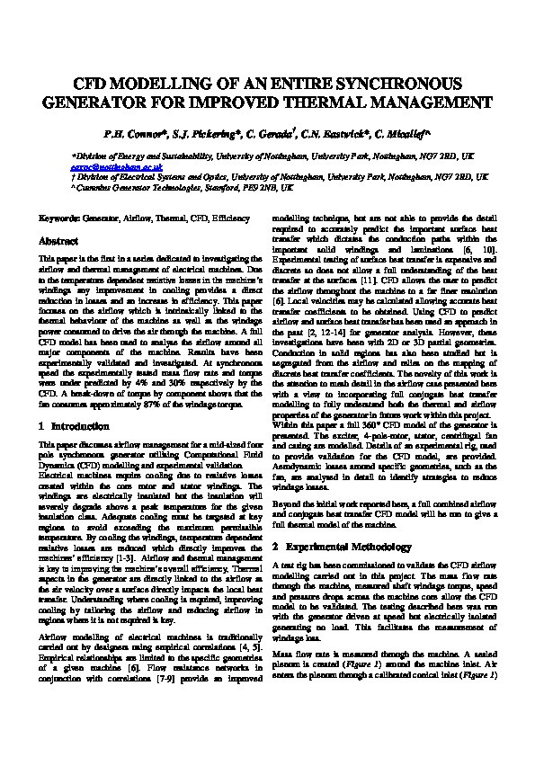 CFD modelling of an entire synchronous generator for improved thermal management Thumbnail