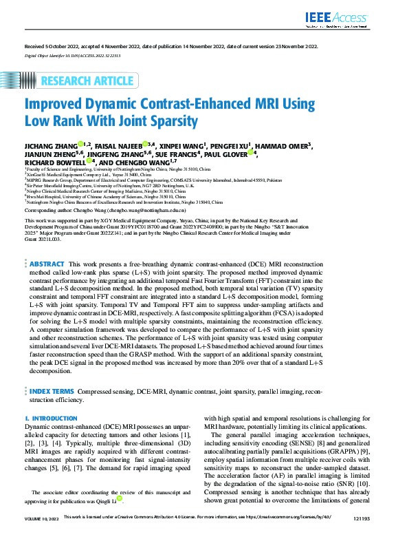 Improved Dynamic Contrast-Enhanced MRI Using Low Rank with Joint Sparsity Thumbnail