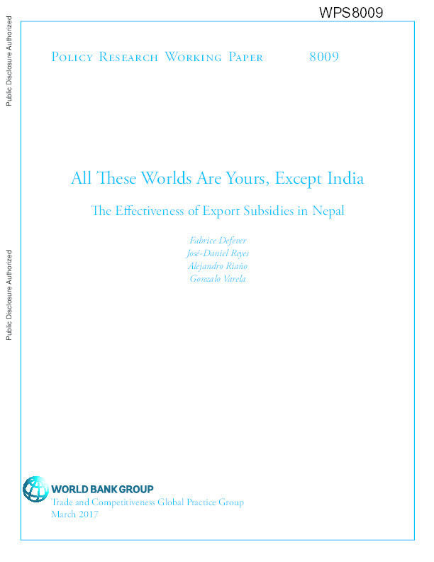 All these worlds are yours, except India: the effectiveness of export subsidies in Nepal Thumbnail