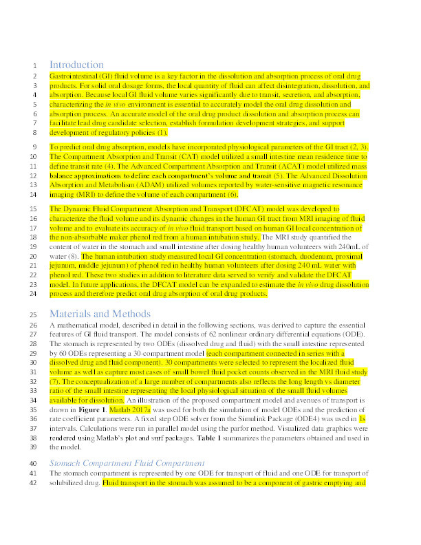 Mechanistic Fluid Transport Model to Estimate Gastrointestinal Fluid Volume and Its Dynamic Change Over Time Thumbnail