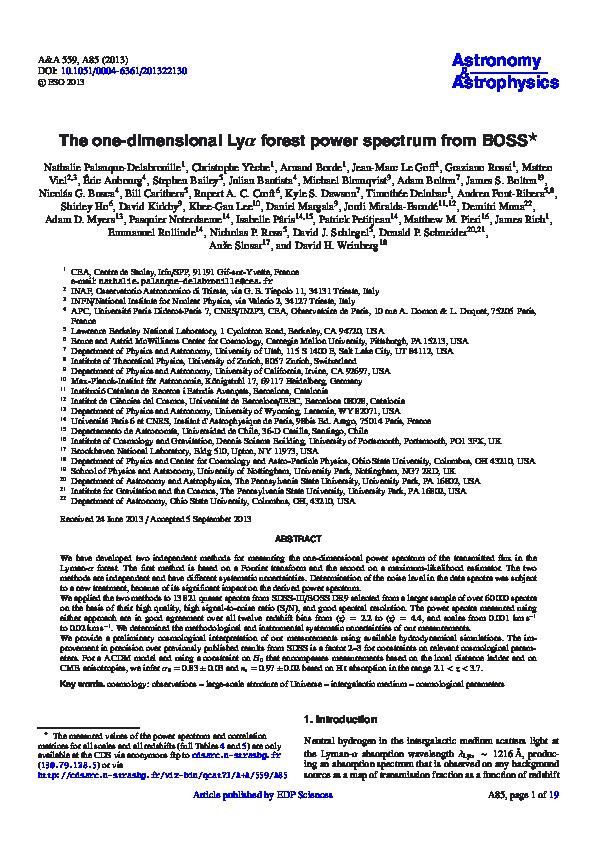 The one-dimensional Lyα forest power spectrum from BOSS Thumbnail