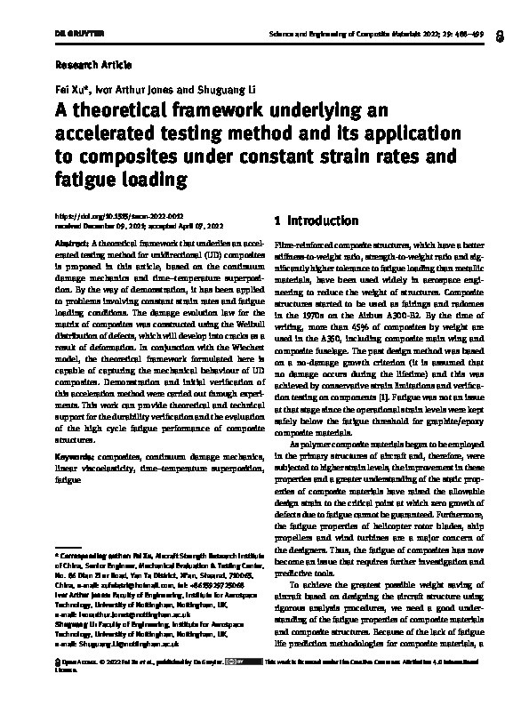 A theoretical framework underlying an accelerated testing method and its application to composites under constant strain rates and fatigue loading Thumbnail