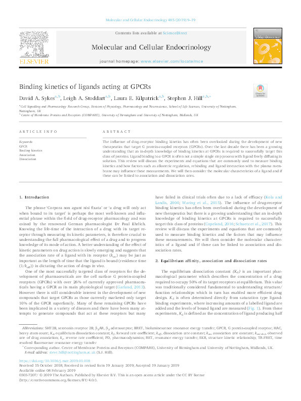 Binding kinetics of ligands acting at GPCRs Thumbnail