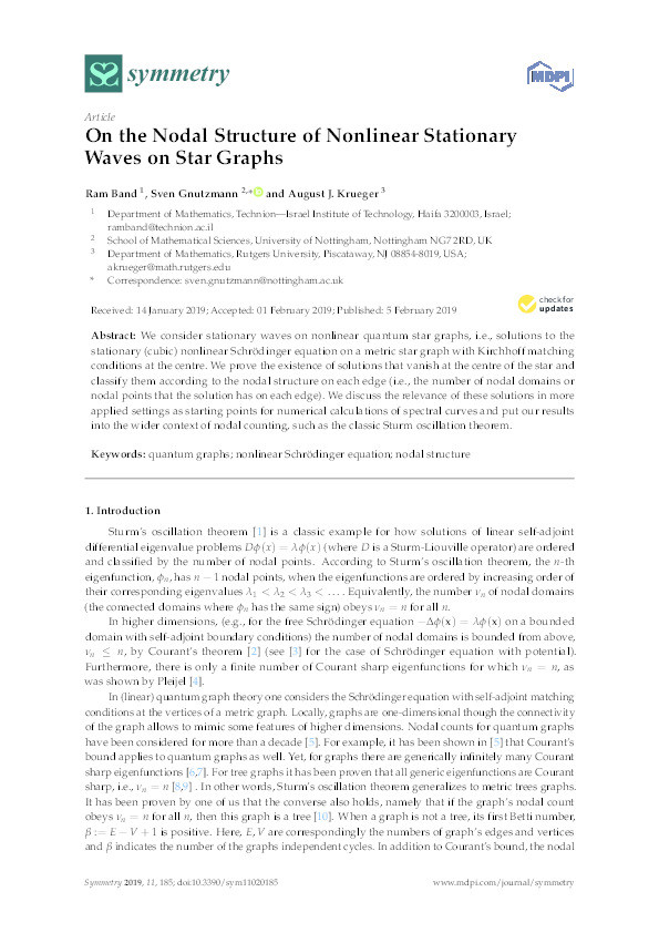 On the nodal structure of nonlinear stationary waves on star graphs Thumbnail