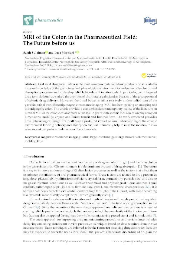 MRI of the colon in the pharmaceutical field: the future before us Thumbnail