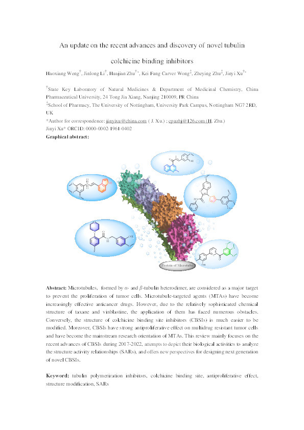 An update on the recent advances and discovery of novel tubulin colchicine binding inhibitors Thumbnail