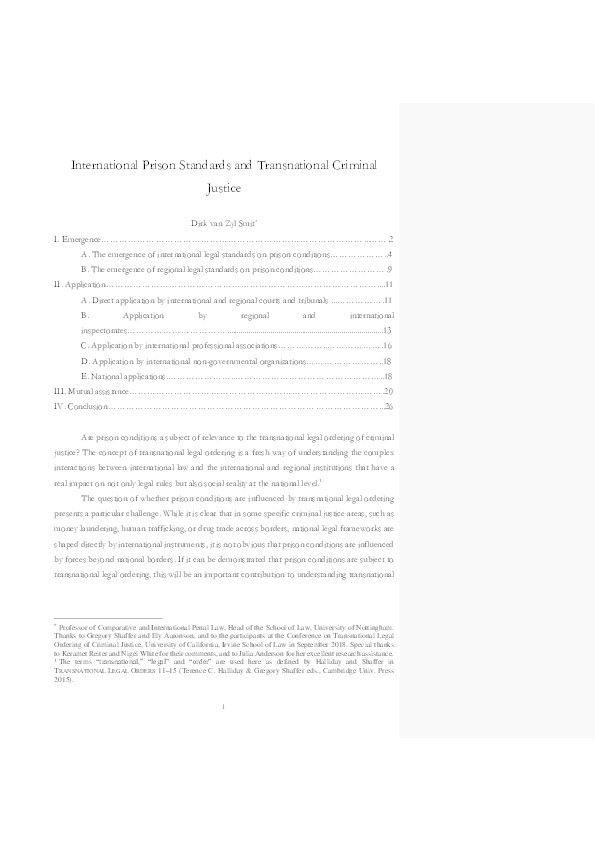 International prison standards and transnational criminal justice Thumbnail