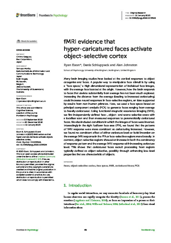 fMRI evidence that hyper-caricatured faces activate object-selective cortex Thumbnail