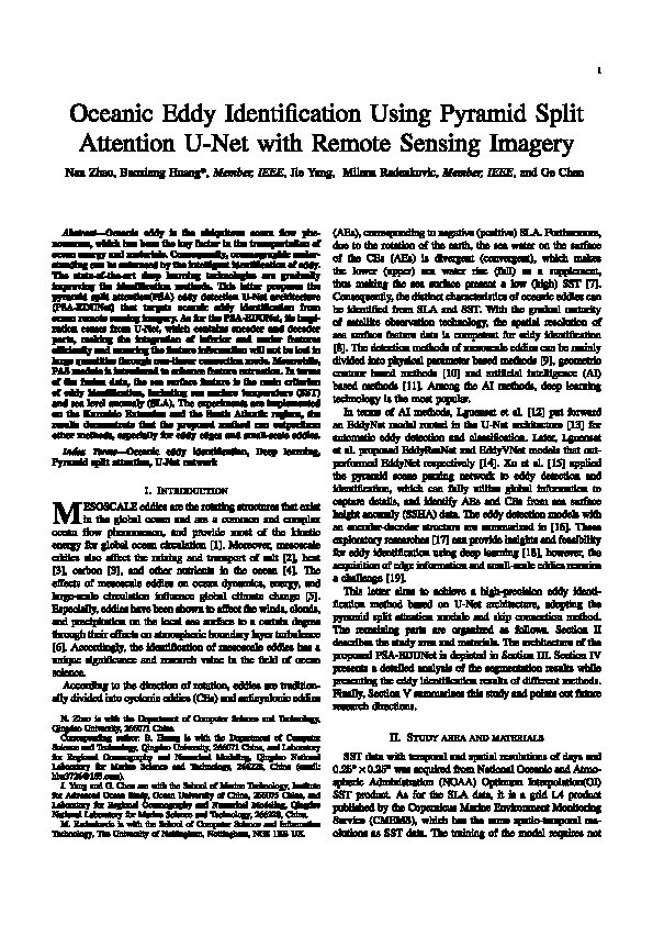 Oceanic Eddy Identification Using Pyramid Split Attention U-Net With Remote Sensing Imagery Thumbnail