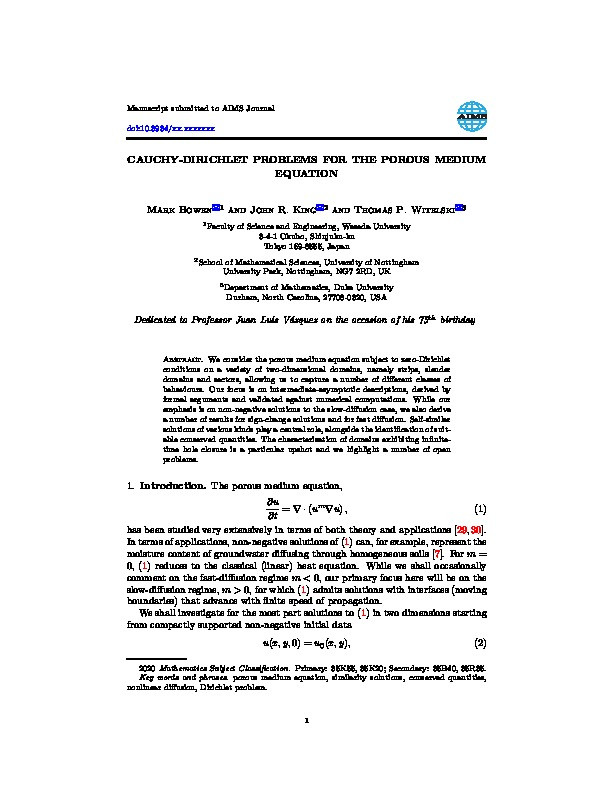 Cauchy-Dirichlet problems for the porous medium equation Thumbnail