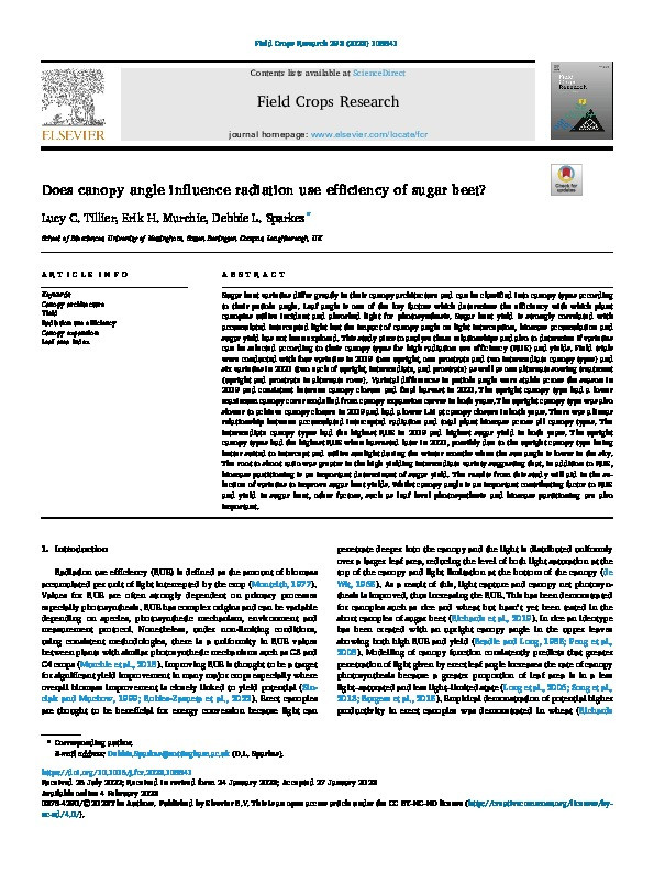 Does canopy angle influence radiation use efficiency of sugar beet? Thumbnail