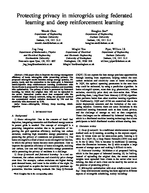 Protecting privacy in microgrids using federated learning and deep reinforcement learning Thumbnail