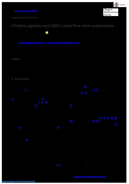 Division algebras and MRD codes from skew polynomials Thumbnail