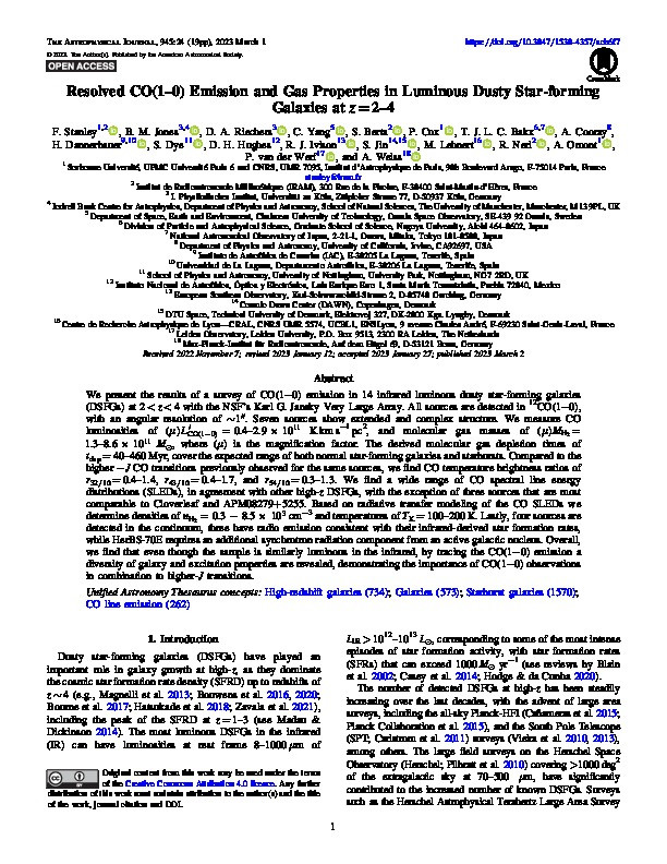 Resolved CO(1–0) Emission and Gas Properties in Luminous Dusty Star-forming Galaxies at z = 2–4 Thumbnail