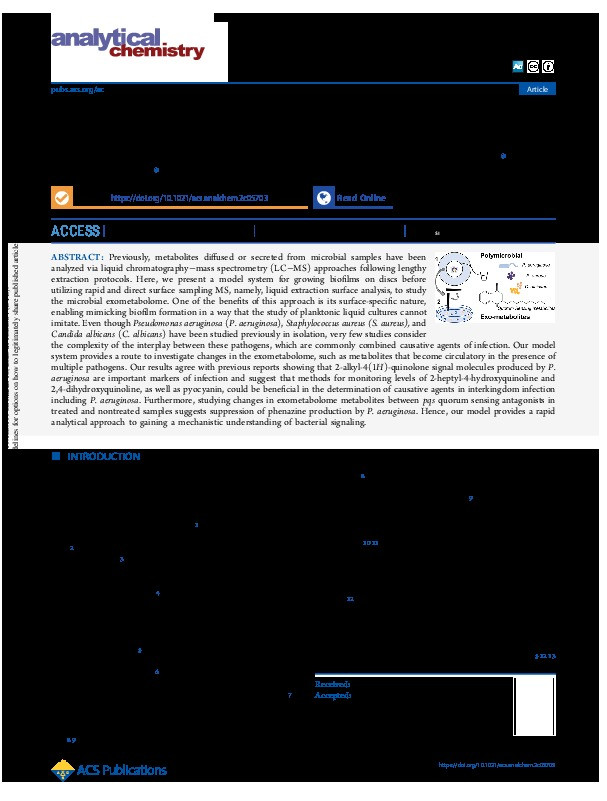 Probing Interkingdom Signaling Molecules via Liquid Extraction Surface Analysis-Mass Spectrometry Thumbnail