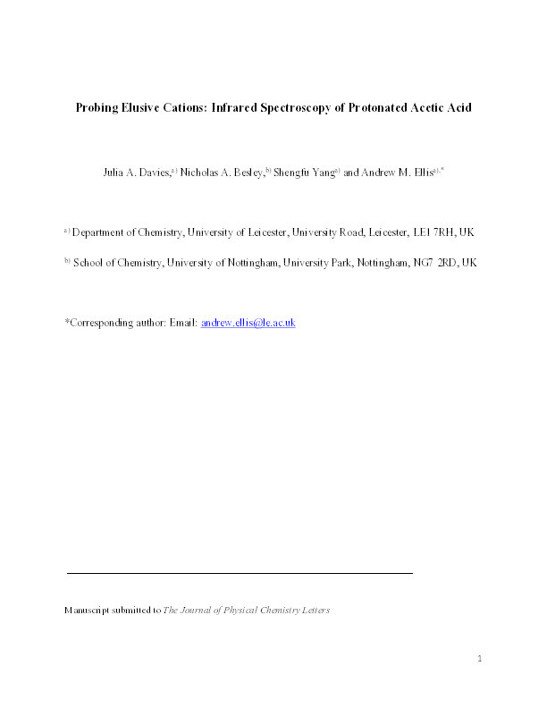 Probing elusive cations: infrared spectroscopy of protonated acetic acid Thumbnail