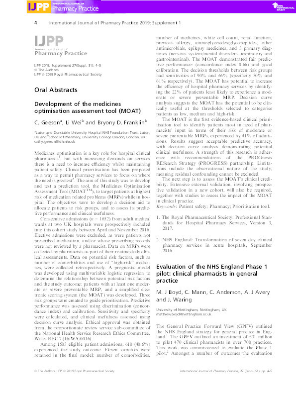 Evaluation of the NHS England Phase 1 pilot: clinical pharmacists in general practice Thumbnail